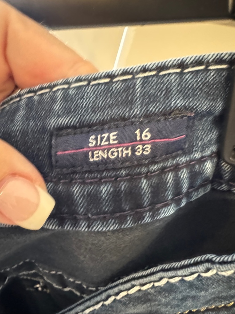Vigoss Chelsea Bootcut Dark Blue Denim Jeans with White Stitching - Picture 4 of 7